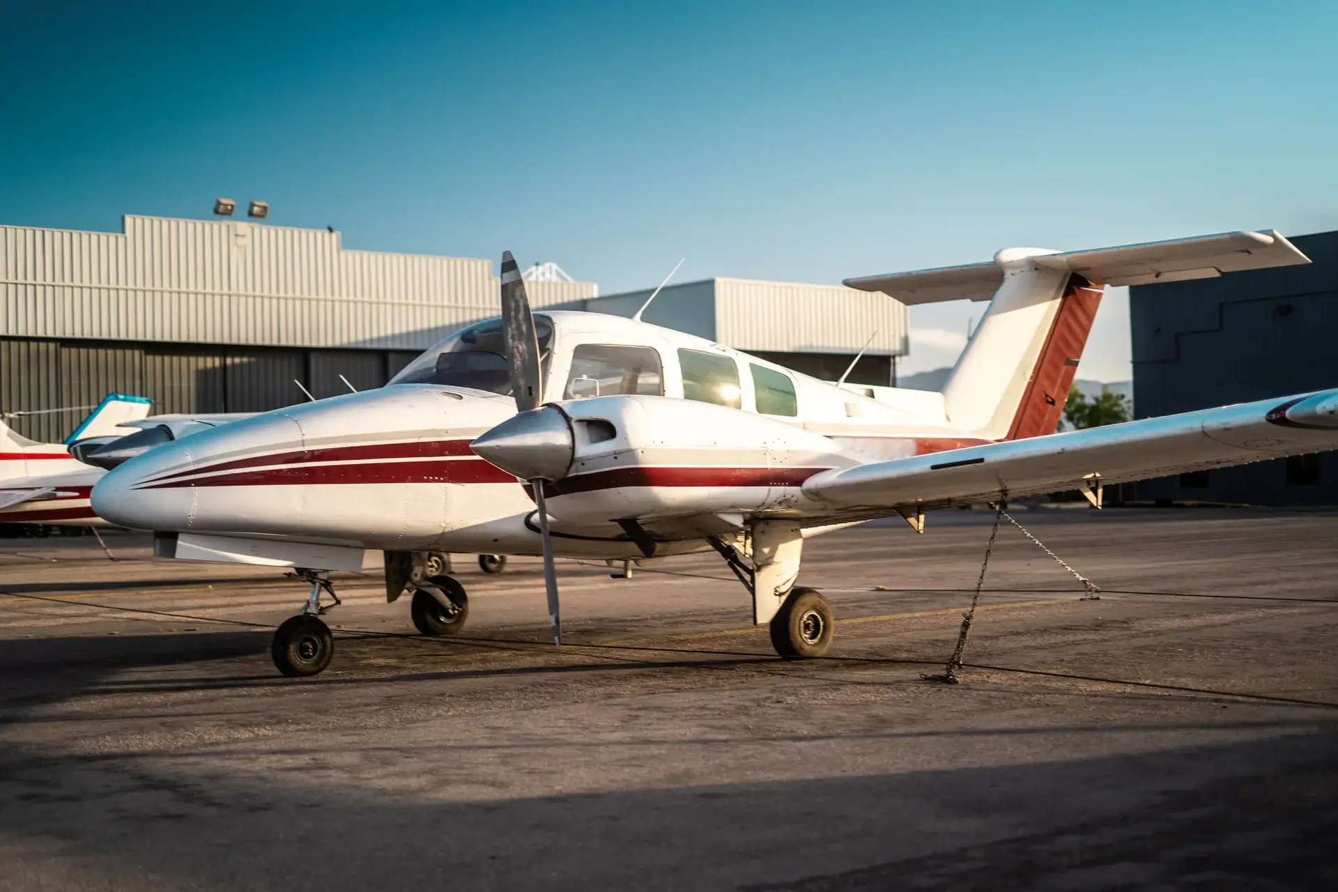 Front-left view of a Beechcraft Duchess on the ramp
