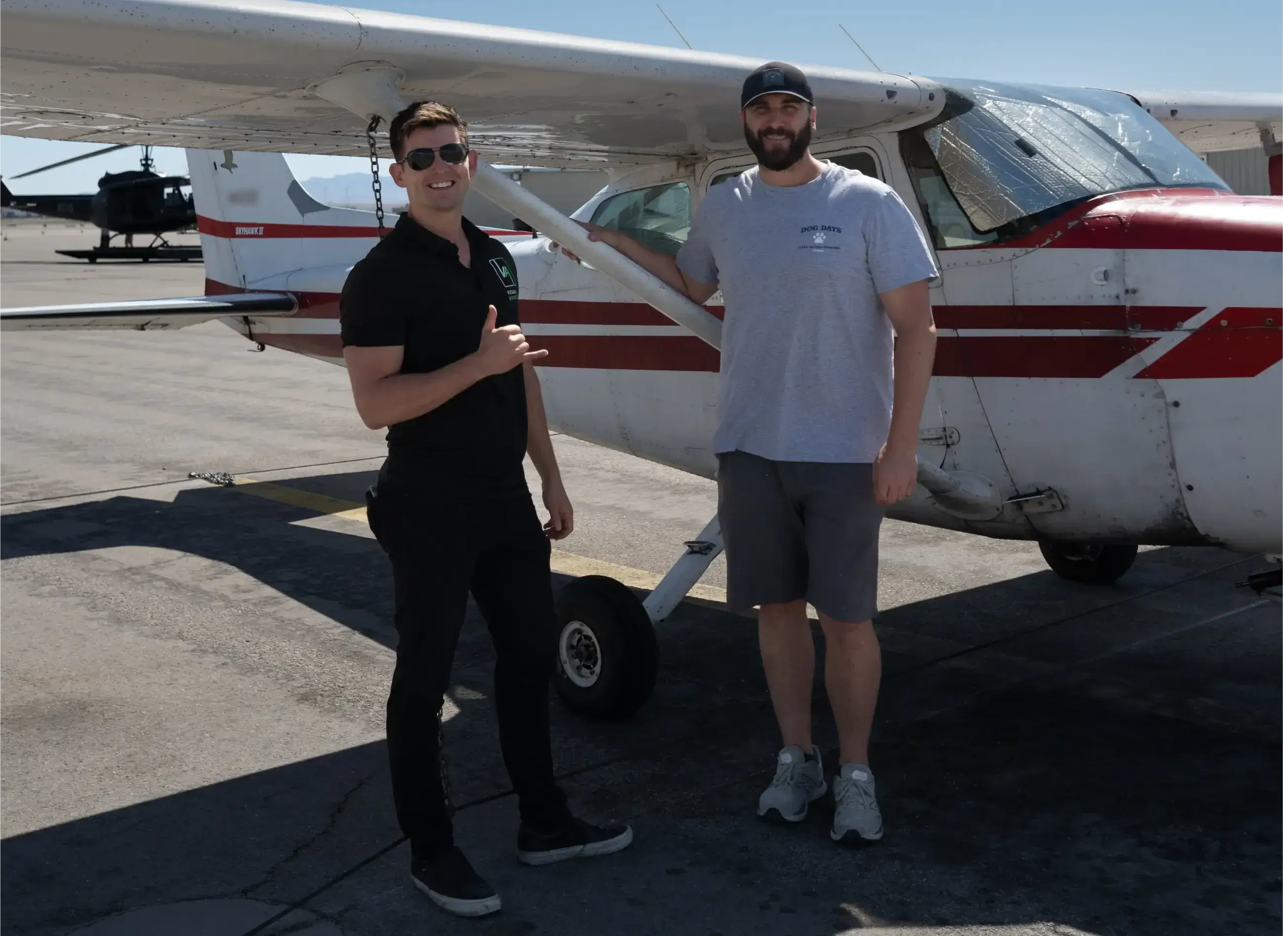 CFI and student to the right side of a plane
