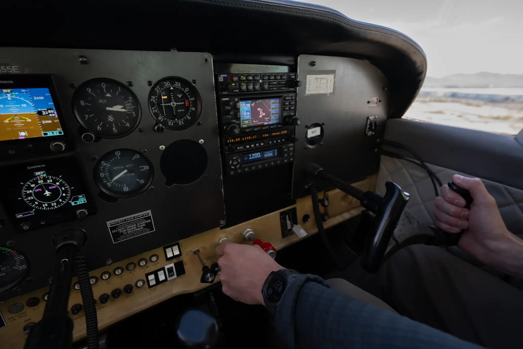 Instrument panel of a Vegas Aviation training aircraft