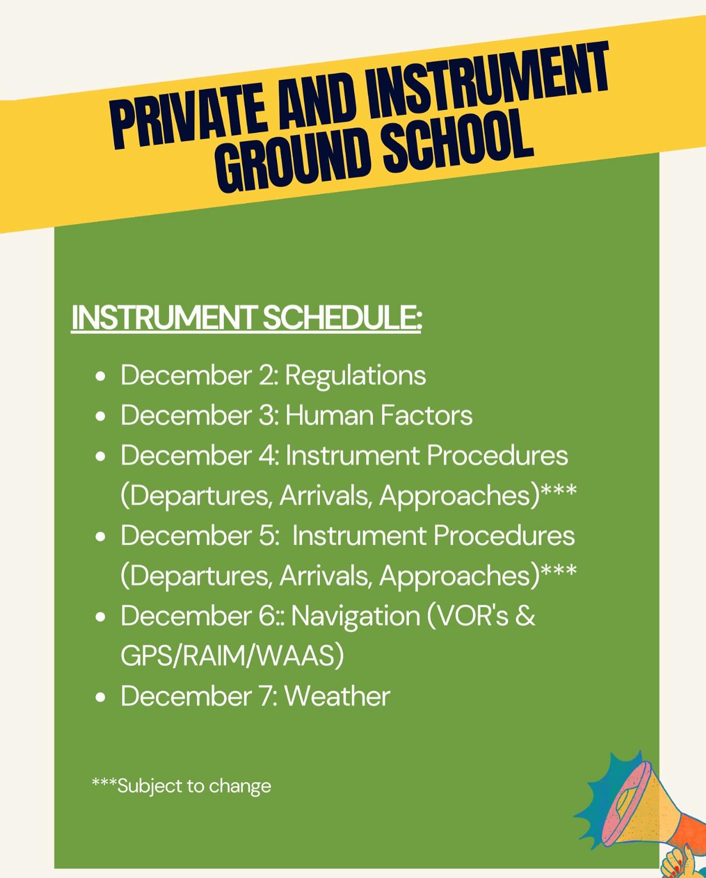 Education Syllabus for Vegas Aviation Instrument Pilot Rating Ground School December 2024