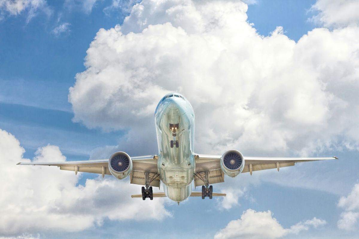 Commercial jet airplane taking off into the sky, symbolizing growth and new opportunities in aviation training.